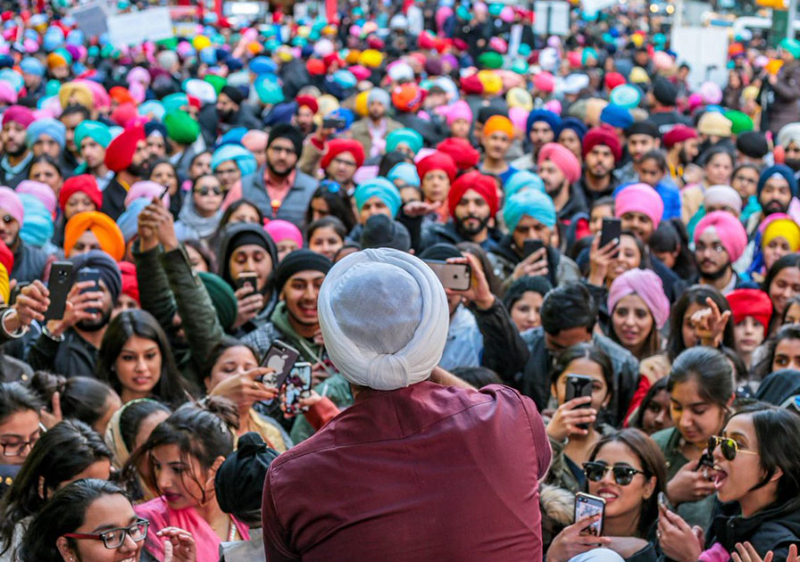 people in colourful turbans