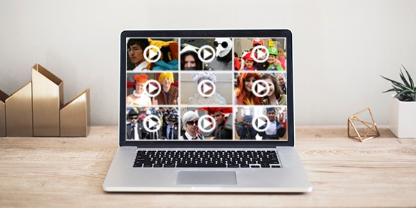 Laptop showing video uploads as part of a video chain record attemt