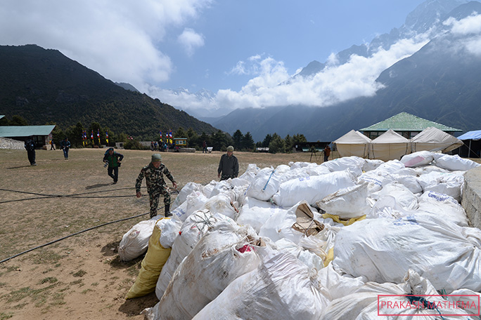 garbage collected from everest, 2019