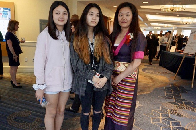 Lhakpa Sherpa with her daughters, Shiny and Sunny