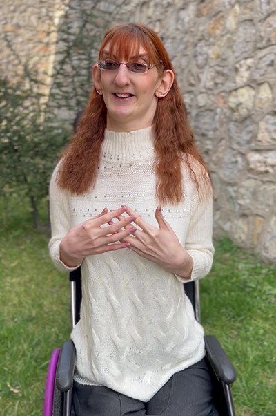 Rumeysa smiling and talking