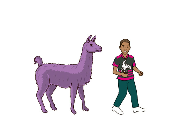 illustration of Jaden and purple Llama