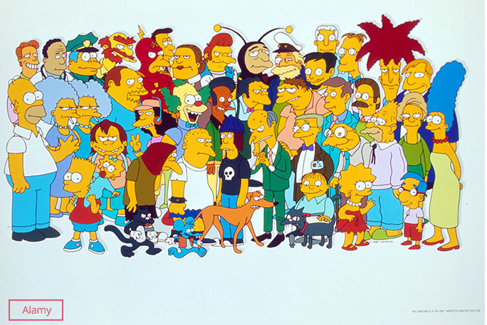 a selection of characters from the simpsons