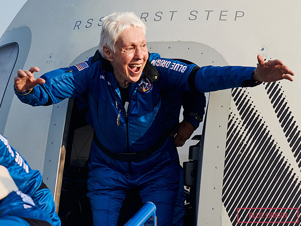 wally funk exiting aircraft