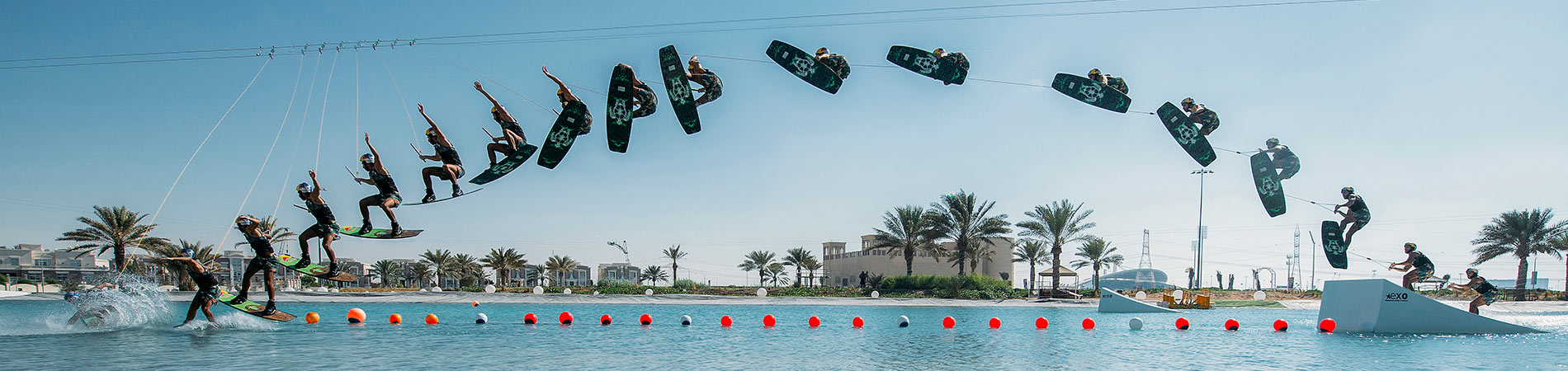 Man completing farthest wakeboard ramp attempt